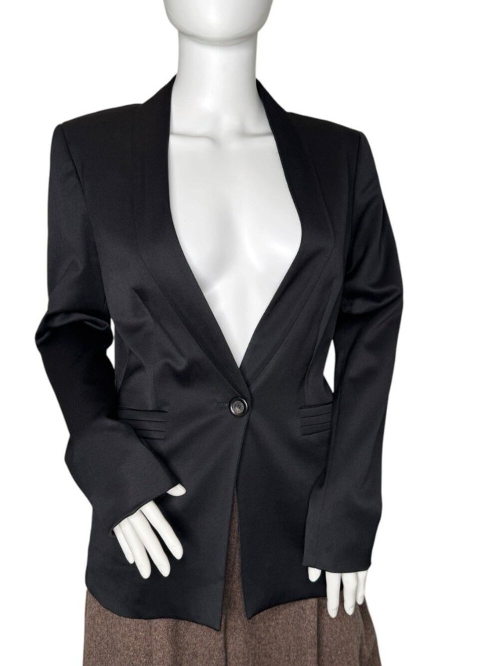 Celine 46 Black Wool Shawl Collar Blazer